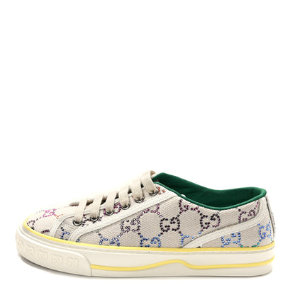 Gucci Canvas Lame Crystal GG Monogram Womens 1977 Tennis Sneakers 36 Gardenia Silver Mystic White 1 of 8