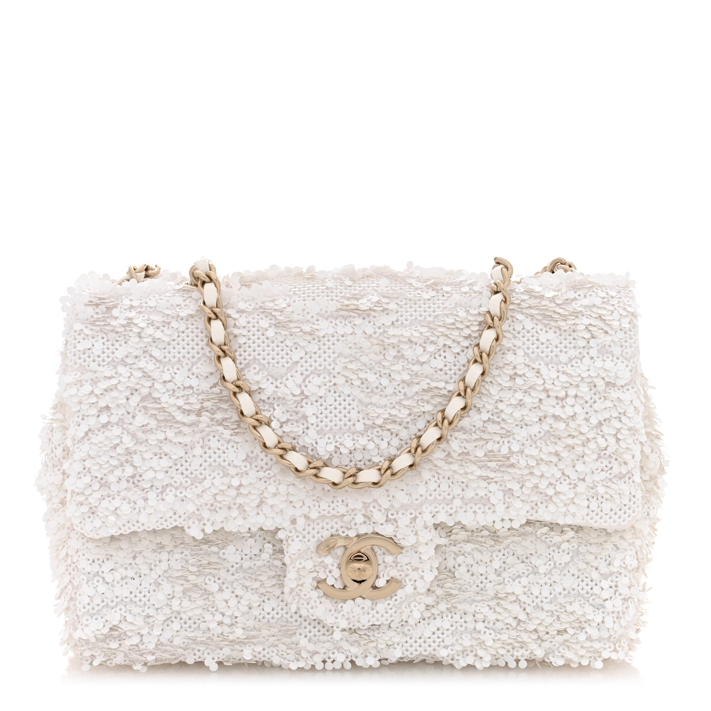 Sequin Small Single Flap White