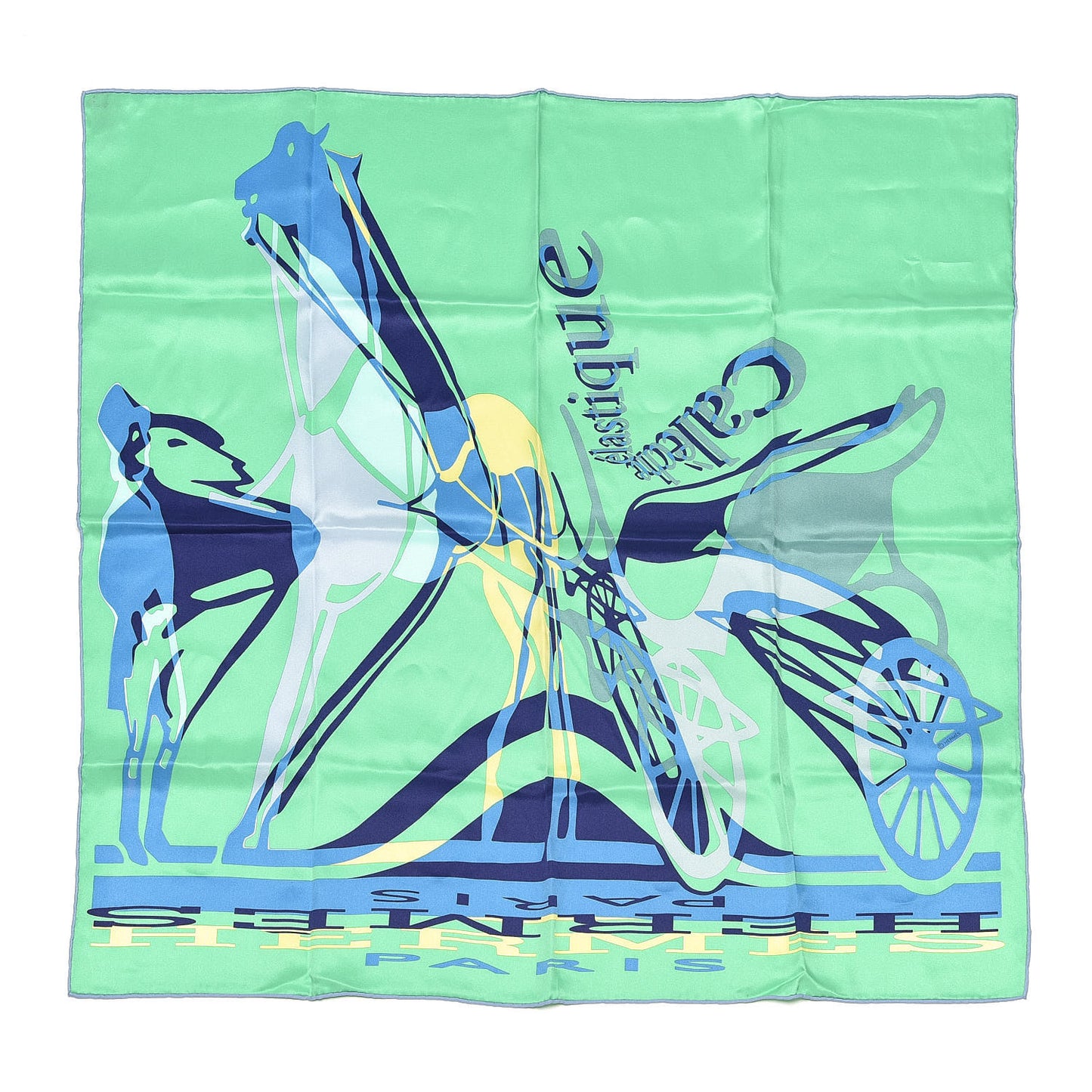 Silk Caleche Elastique Scarf 70 Vert Vif Bleu Jaune