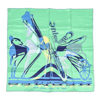 Hermes Silk Caleche Elastique Scarf 70 Vert Vif Bleu Jaune 1 of 4