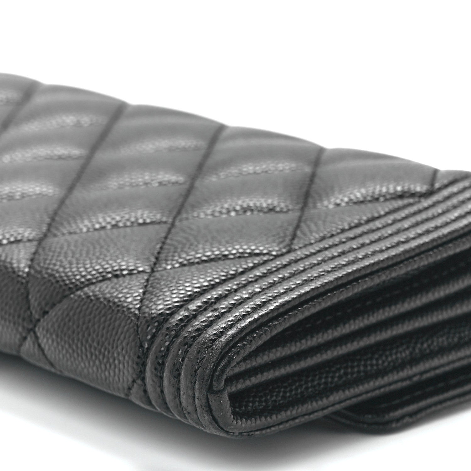 Chanel Caviar Quilted Large Boy Gusset Flap Wallet Black 12 of 13