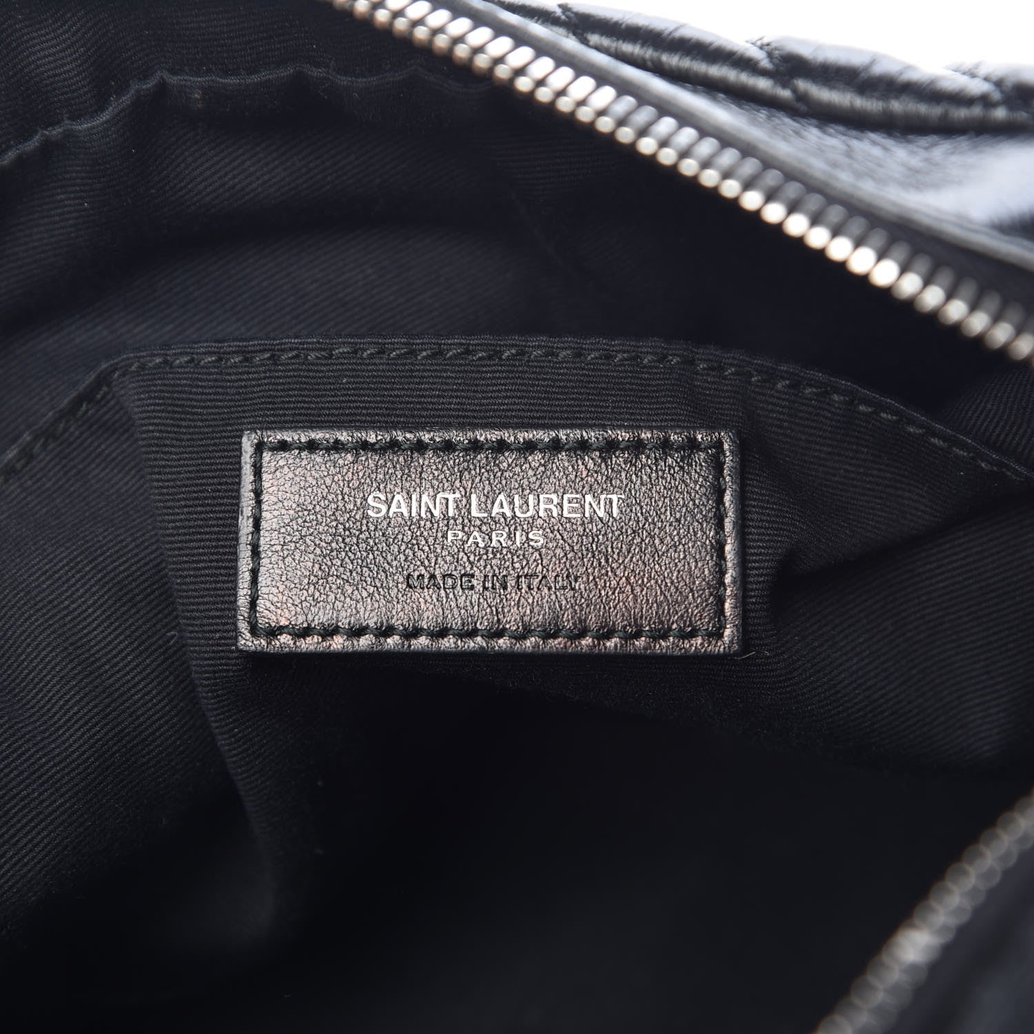 Saint Laurent Cracked Shiny Calfskin Matelasse Monogram Lou Camera Bag Black 6 of 9