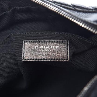 Saint Laurent Cracked Shiny Calfskin Matelasse Monogram Lou Camera Bag Black 6 of 9