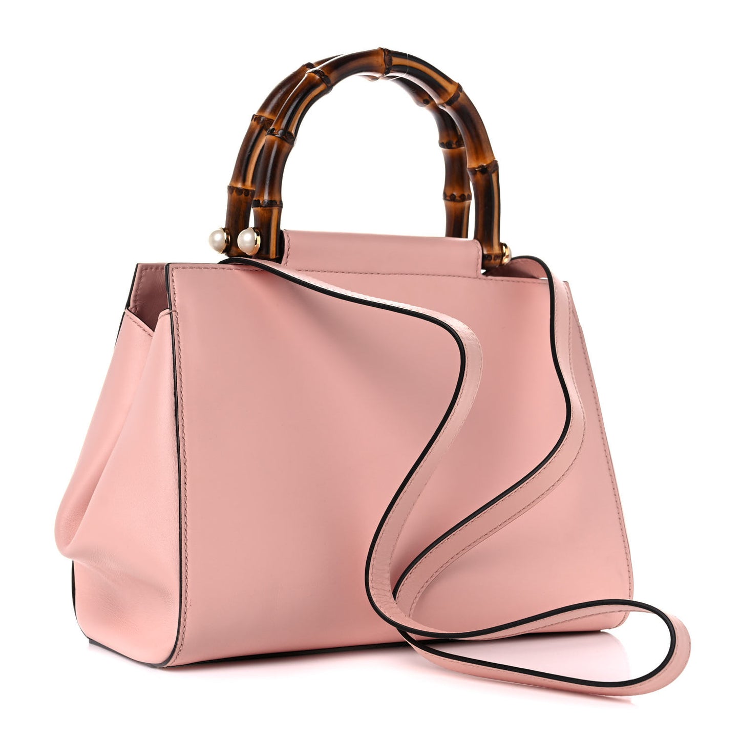 Nappa Bamboo Small Nymphaea Top Handle Bag Perfect Pink