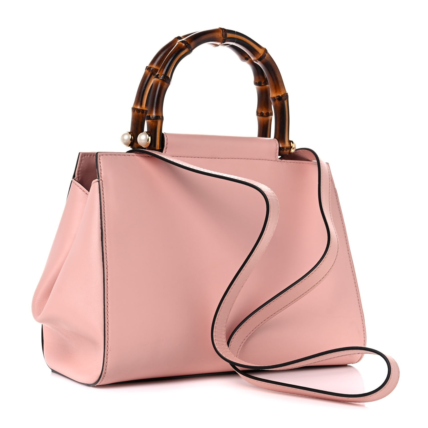 Gucci Nappa Bamboo Small Nymphaea Top Handle Bag Perfect Pink 3 of 15