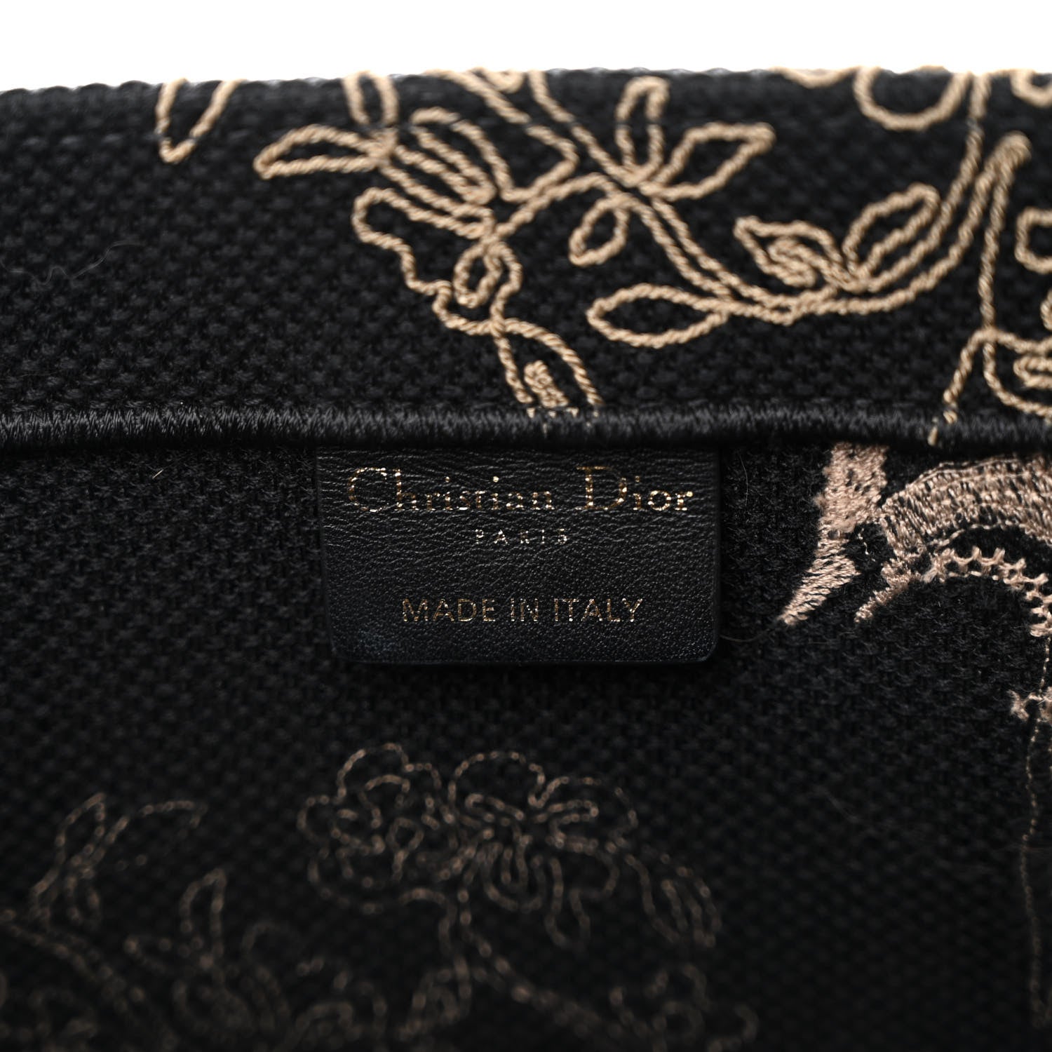 Christian Dior Canvas Embroidered Large Ornamental Cornely Book Tote Black Beige 6 of 10