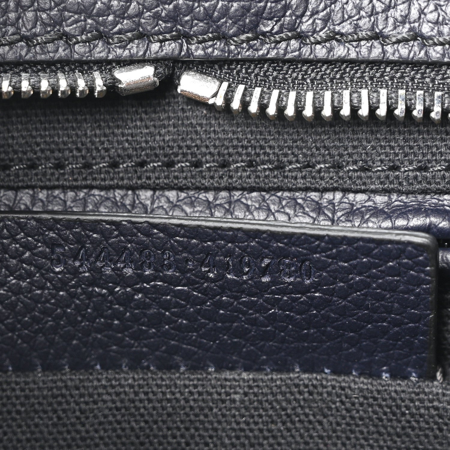 Alexander McQueen Pebbled Calfskin Small Skull Padlock Zip Around Tote Navy 7 of 10