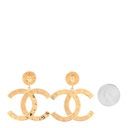 Chanel Metal Large Paris Button Earrings Gold 2 of 5