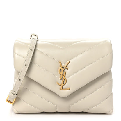 Saint Laurent Calfskin Y Quilted Monogram Toy Loulou Crossbody Bag Crema Soft 1 of 11