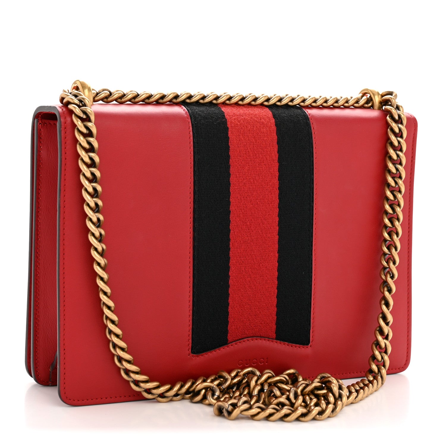 Gucci Calfskin Web Medium Peony Chain Shoulder Bag Red 3 of 13