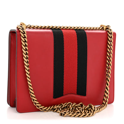 Gucci Calfskin Web Medium Peony Chain Shoulder Bag Red 3 of 13