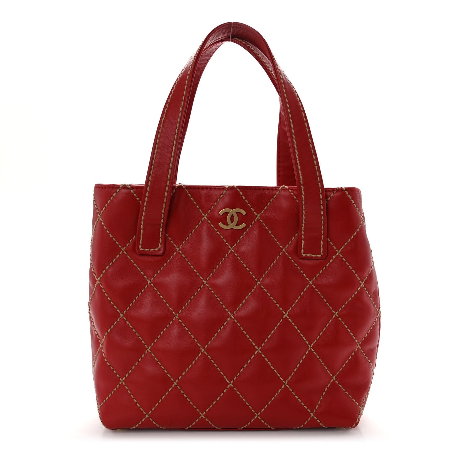 Calfskin Wild Stitch Tote Red