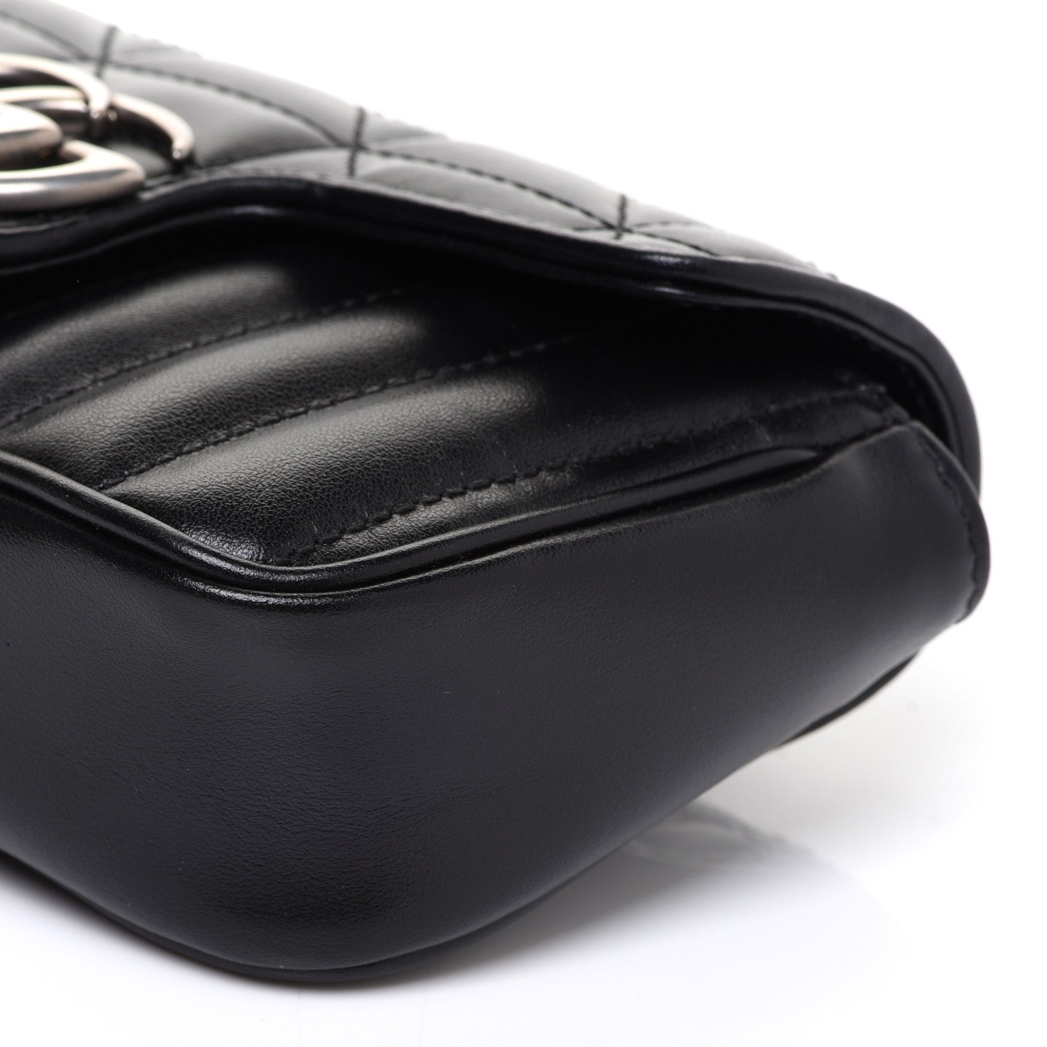 Gucci Calfskin Matelasse Aria Super Mini GG Marmont Shoulder Bag Black 8 of 9