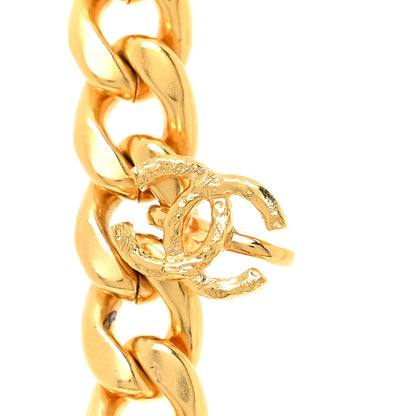 Chanel Metal Chain Link CC Pendant Choker Necklace Gold 5 of 6