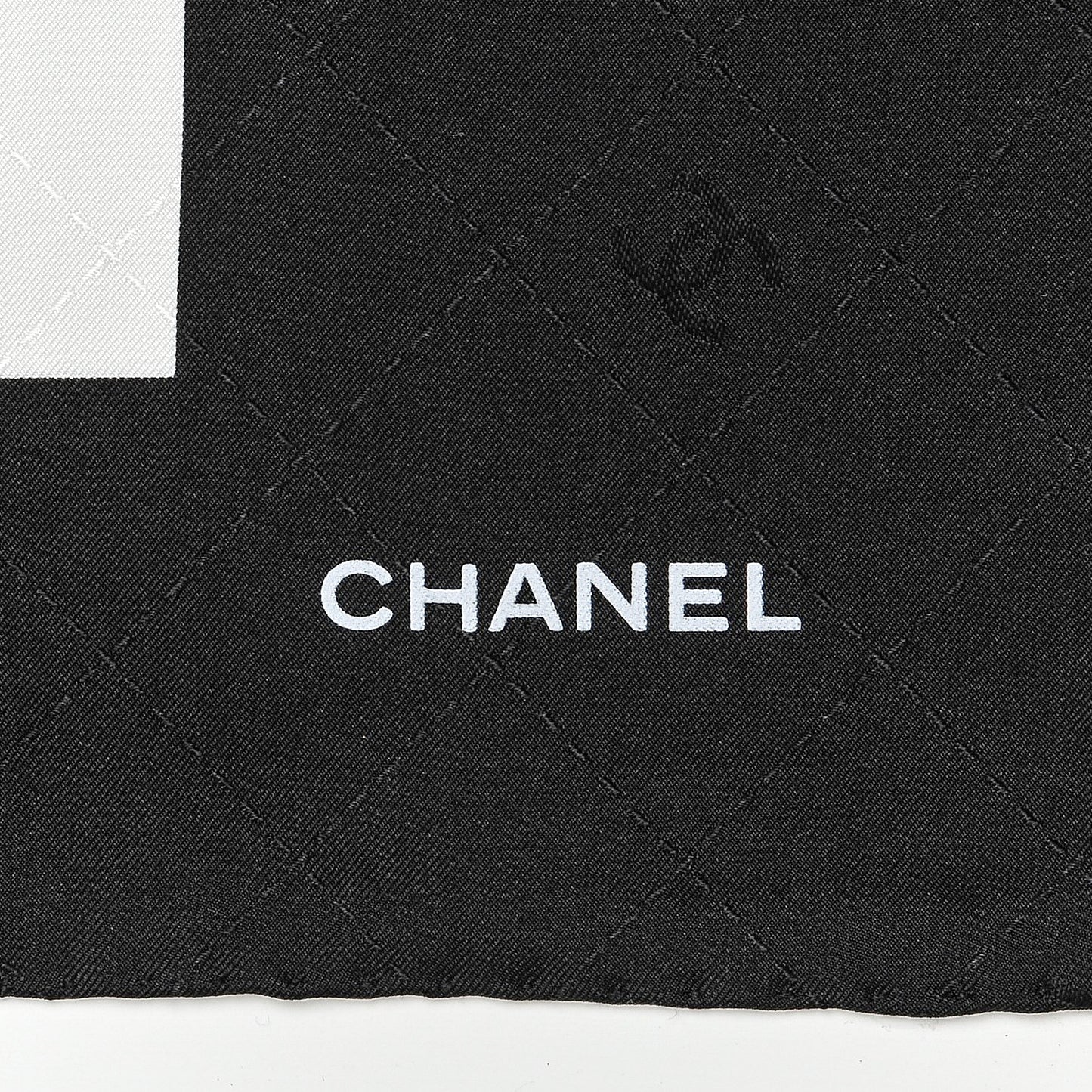 Silk Square Scarf Black Ecru