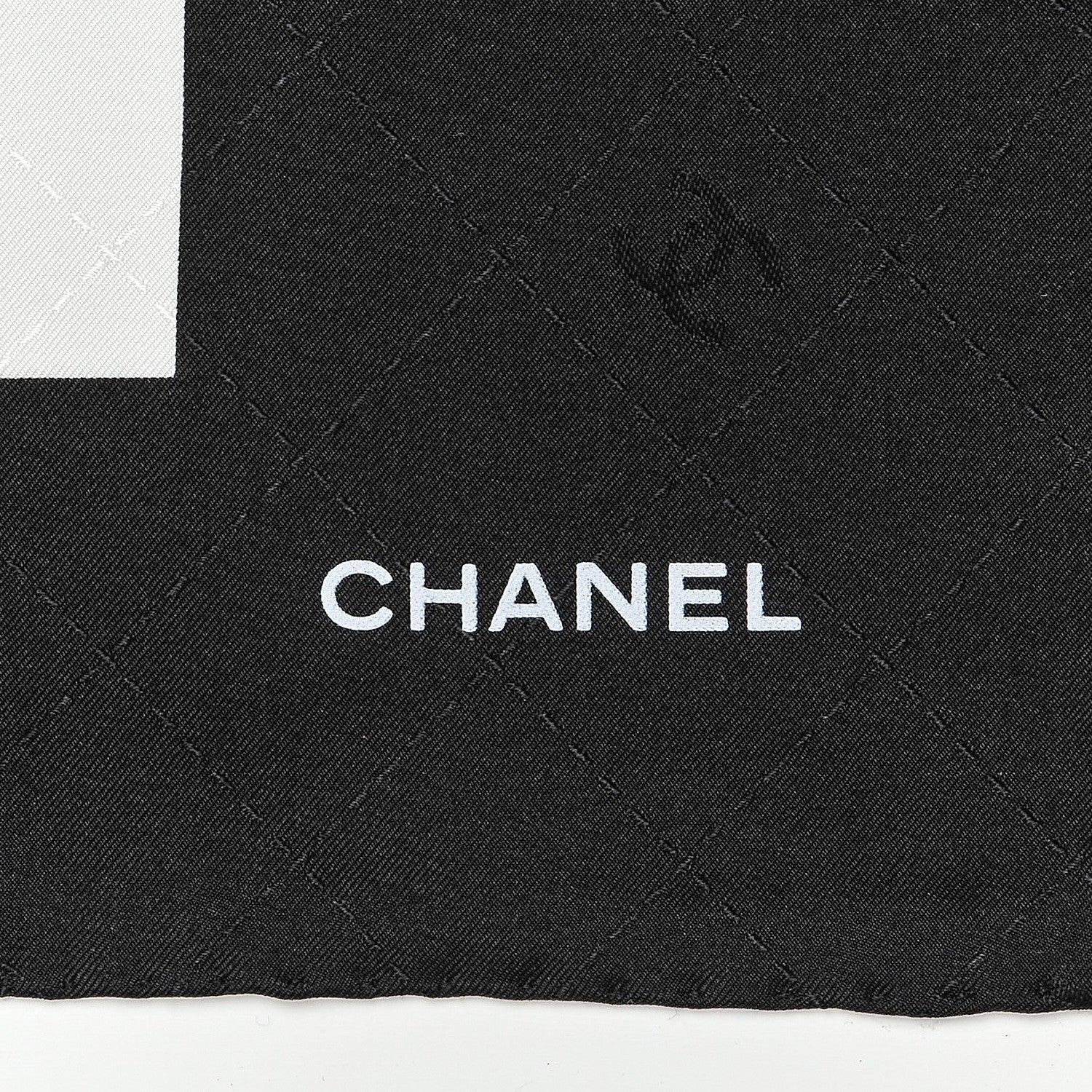 Chanel Silk Square Scarf Black Ecru 4 of 4