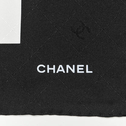 Chanel Silk Square Scarf Black Ecru 4 of 4