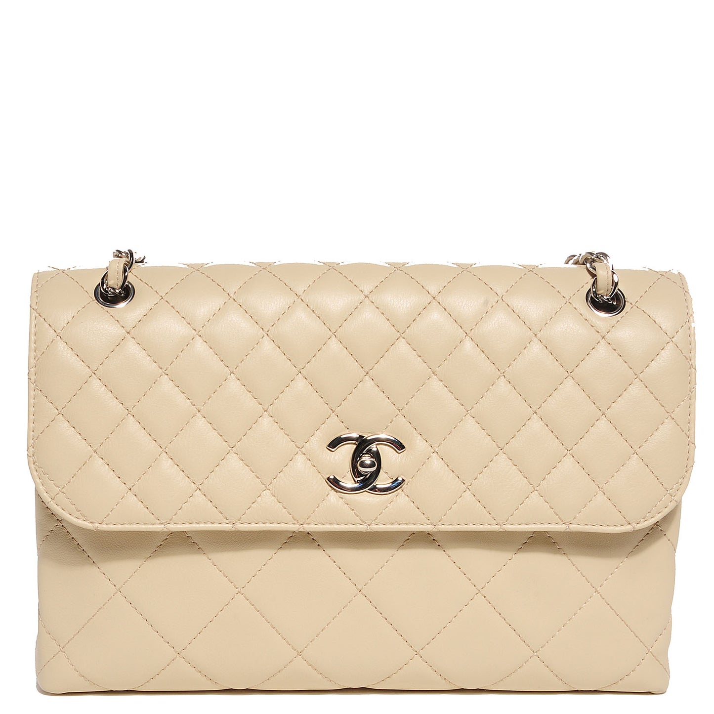Calfskin Quilted In the Business Flap Bag Light Beige