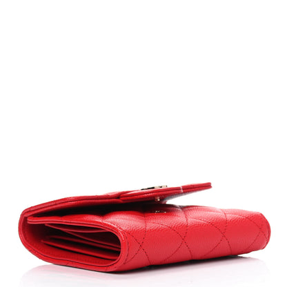 Chanel Caviar Quilted Compact Flap Wallet Red 3 of 4