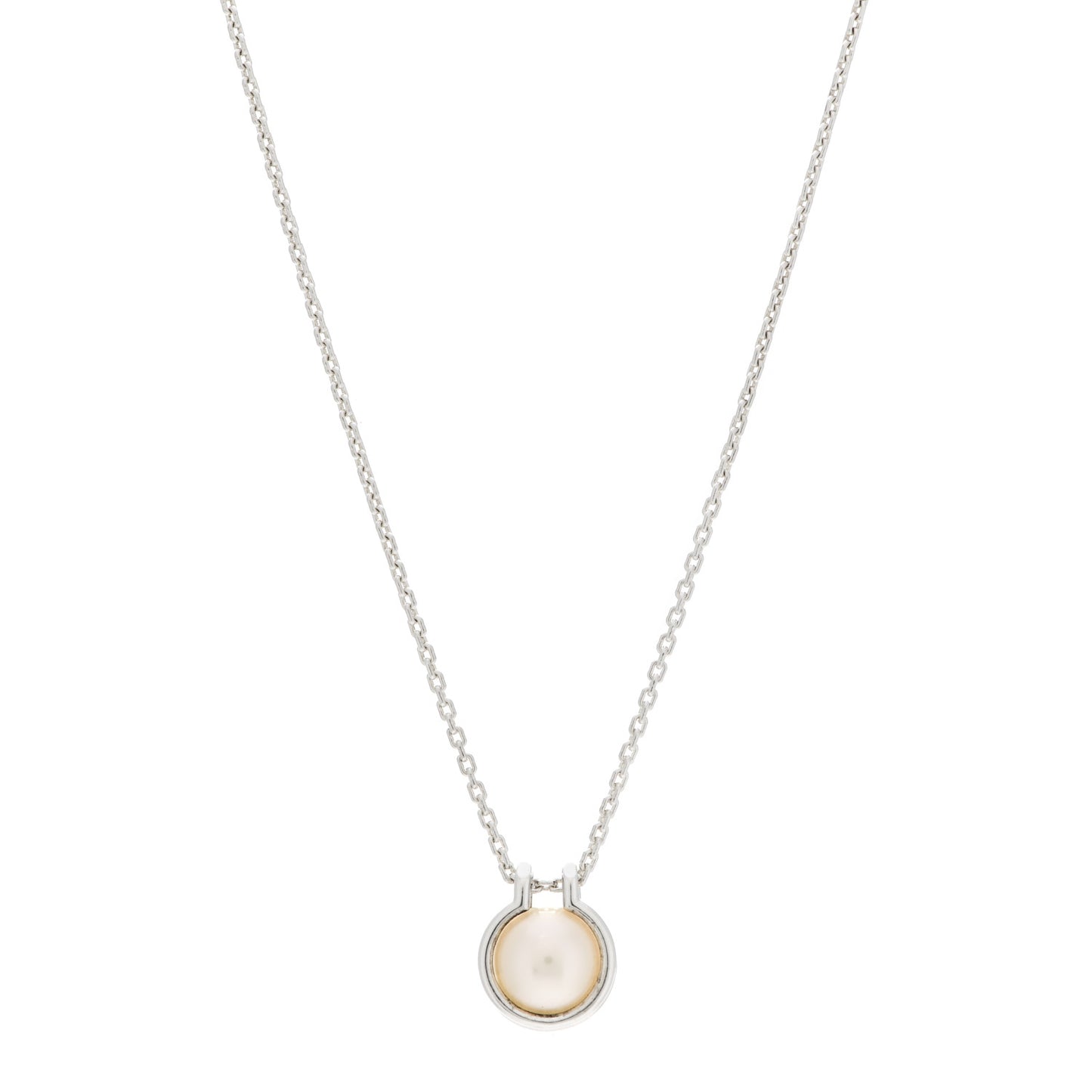 Sterling Silver Cultured Pearl Link HardWear Necklace
