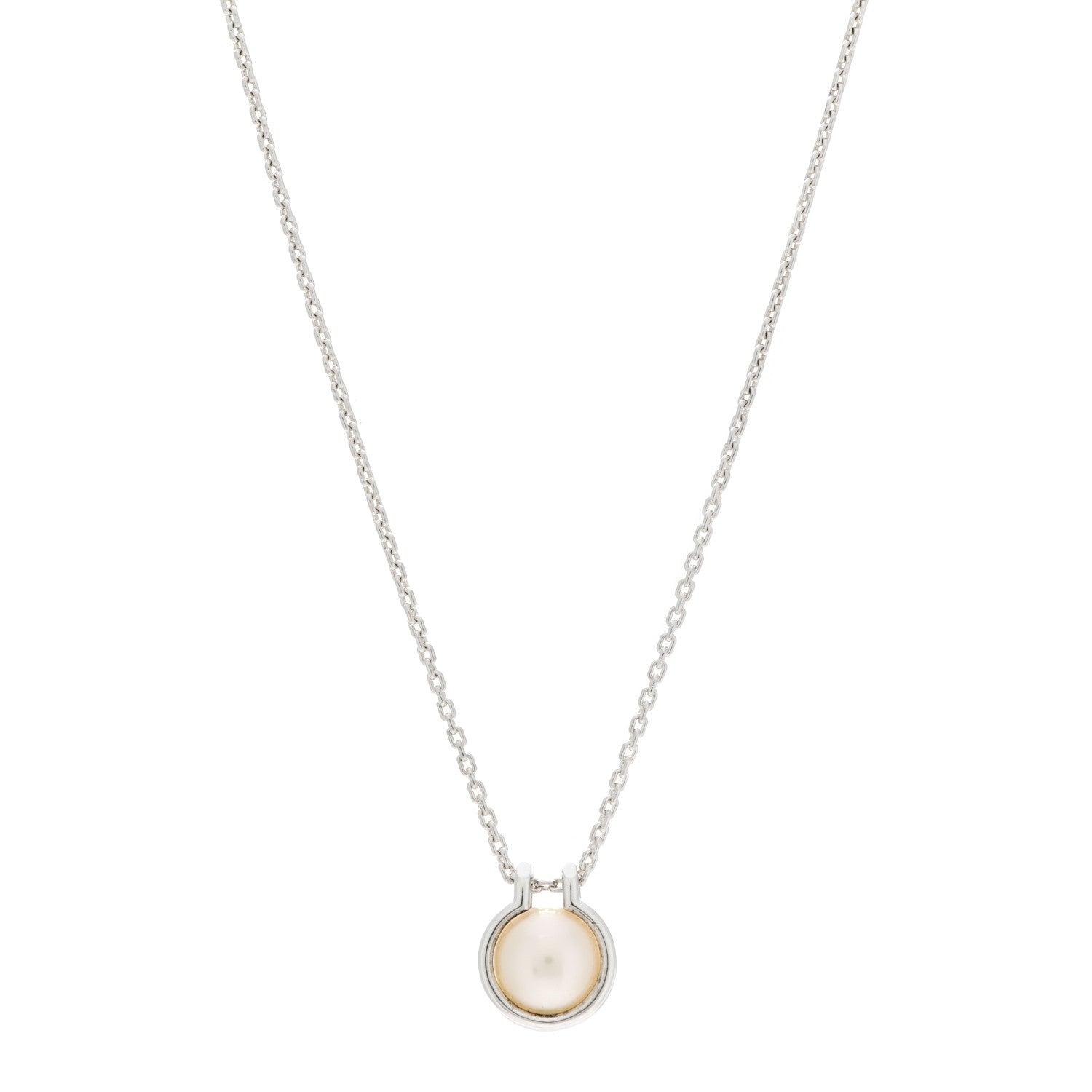 Tiffany Sterling Silver Cultured Pearl Link HardWear Necklace 1 of 7