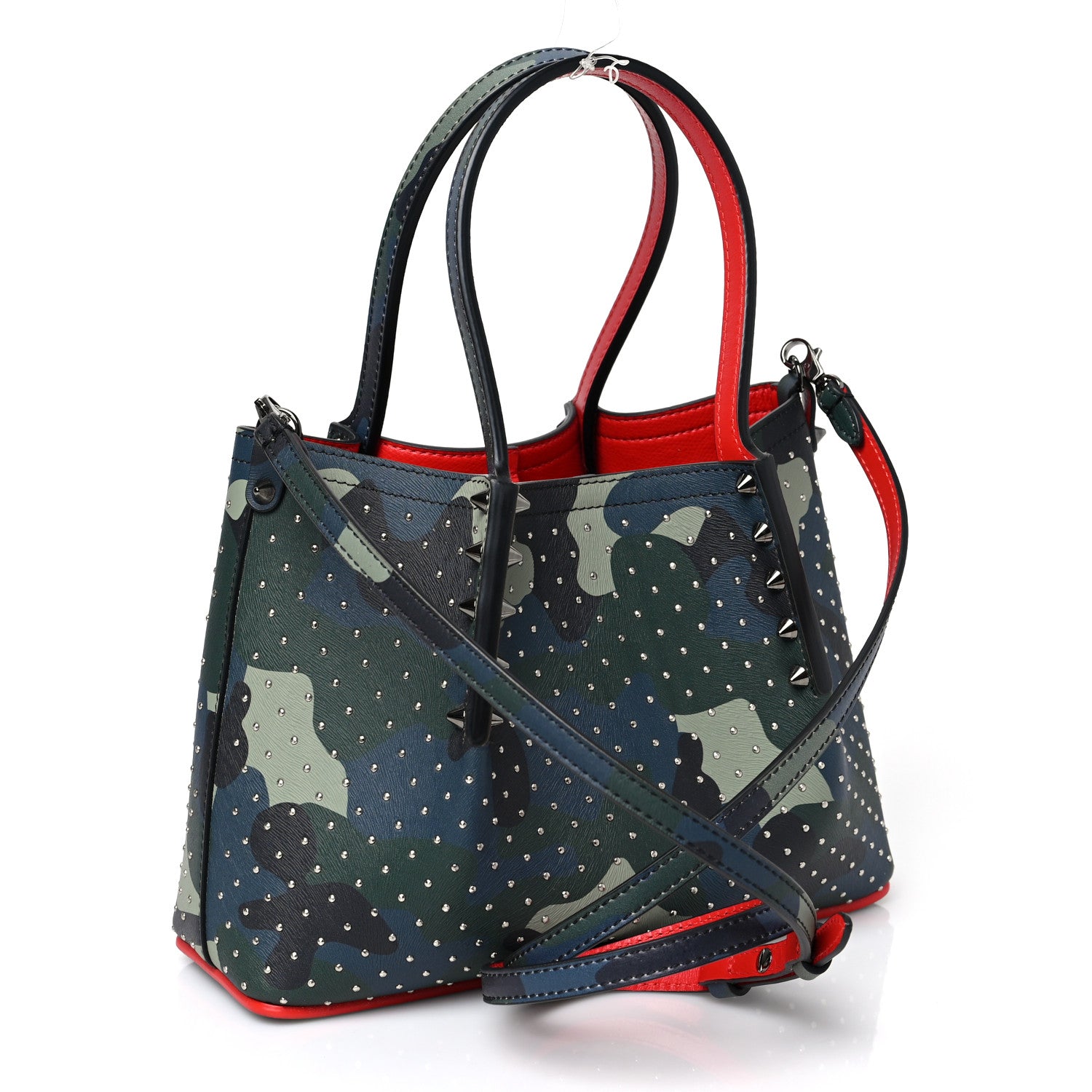Christian Louboutin Calfskin Loubi Camouflage Spiked Mini Cabarock Shopper Tote Multicolor 3 of 8