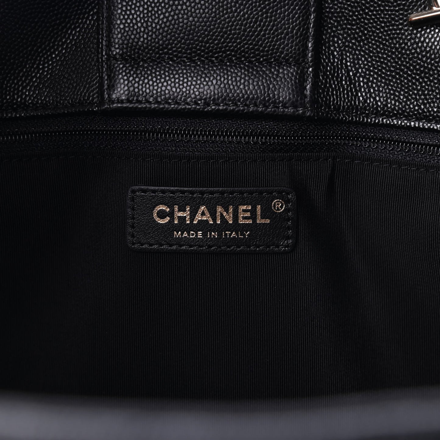 Caviar Quilted Large Shopping Tote Black