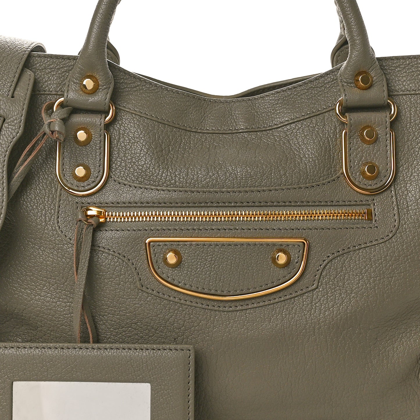 Chevre Gold Metallic Edge Hardware City Gris Taupe