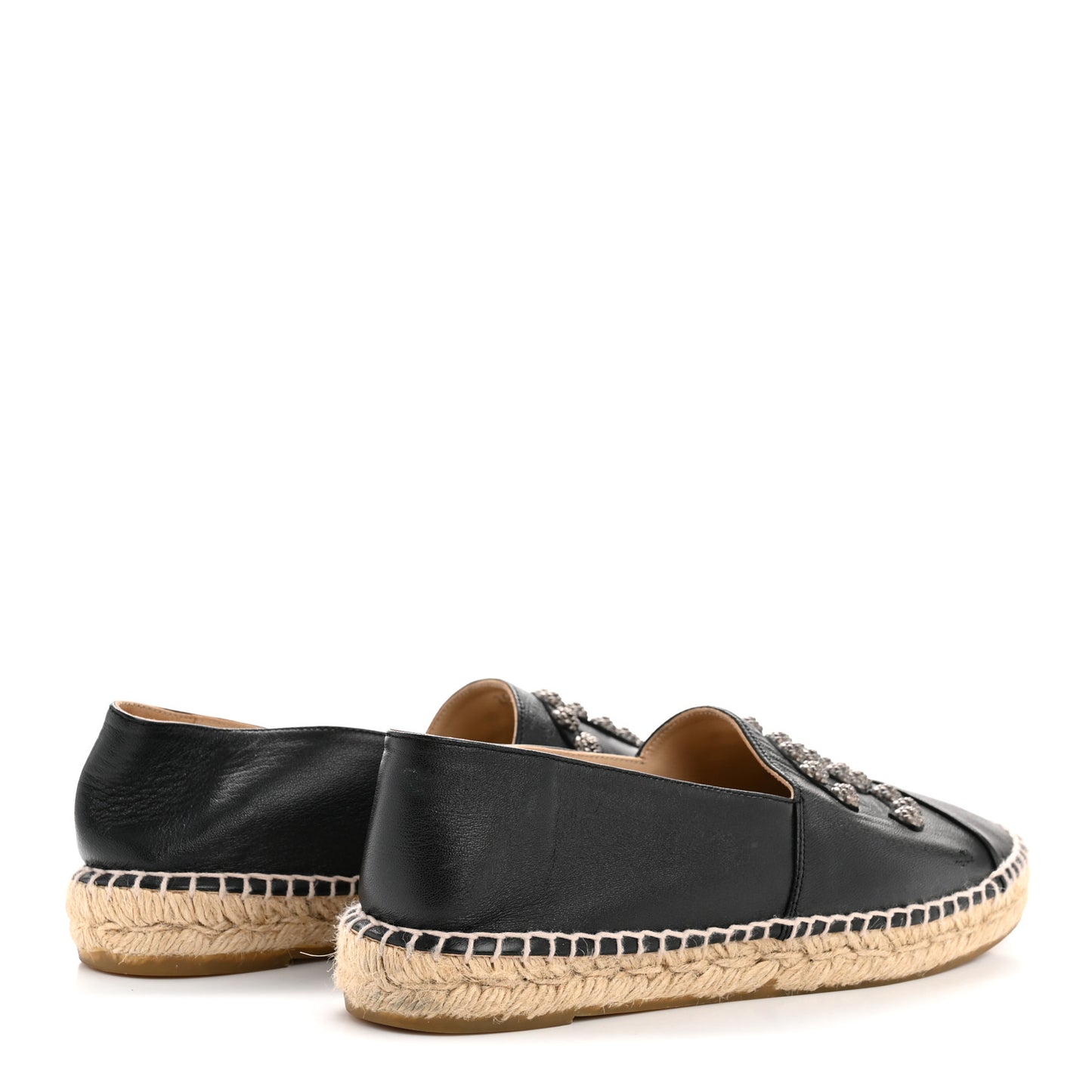 Lambskin Camellia CC Stud Espadrilles 39 Black