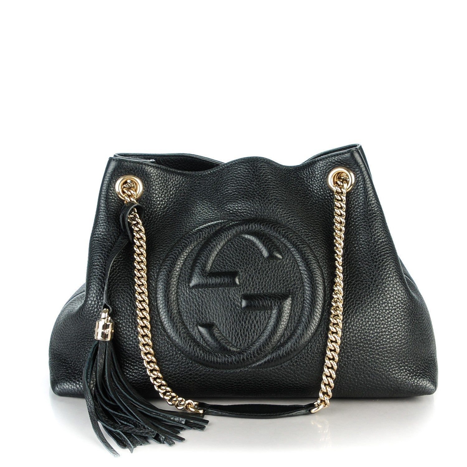 Gucci Pebbled Calfskin Medium Soho Chain Shoulder Bag Black 1 of 7
