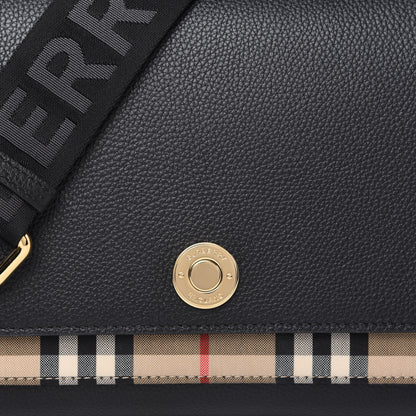 Burberry Grainy Calfskin Vintage Check Note Crossbody Bag Black 10 of 11