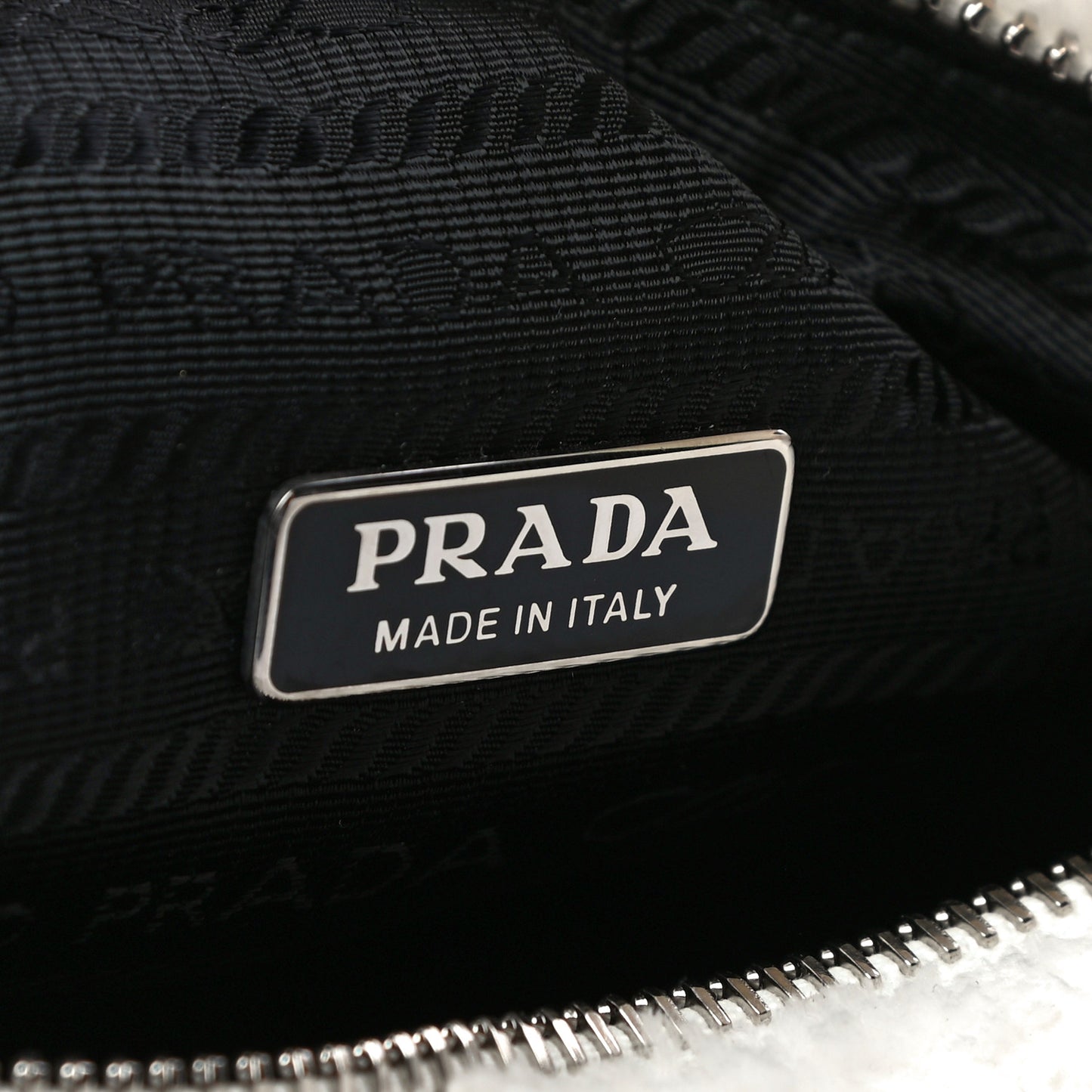Terry Cloth Mini Re-Edition 2000 Bag White Black
