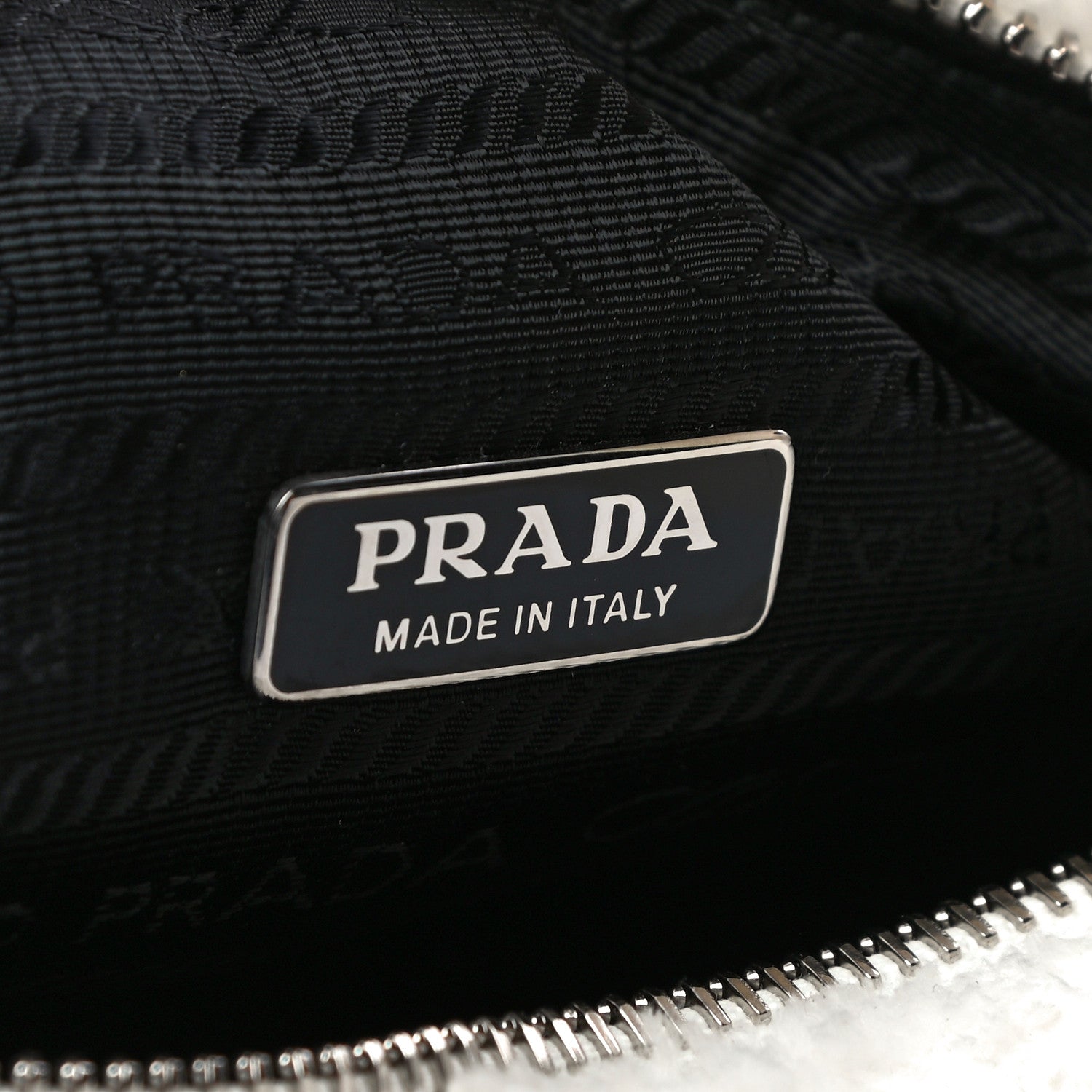 Prada Terry Cloth Mini Re-Edition 2000 Bag White Black 6 of 9