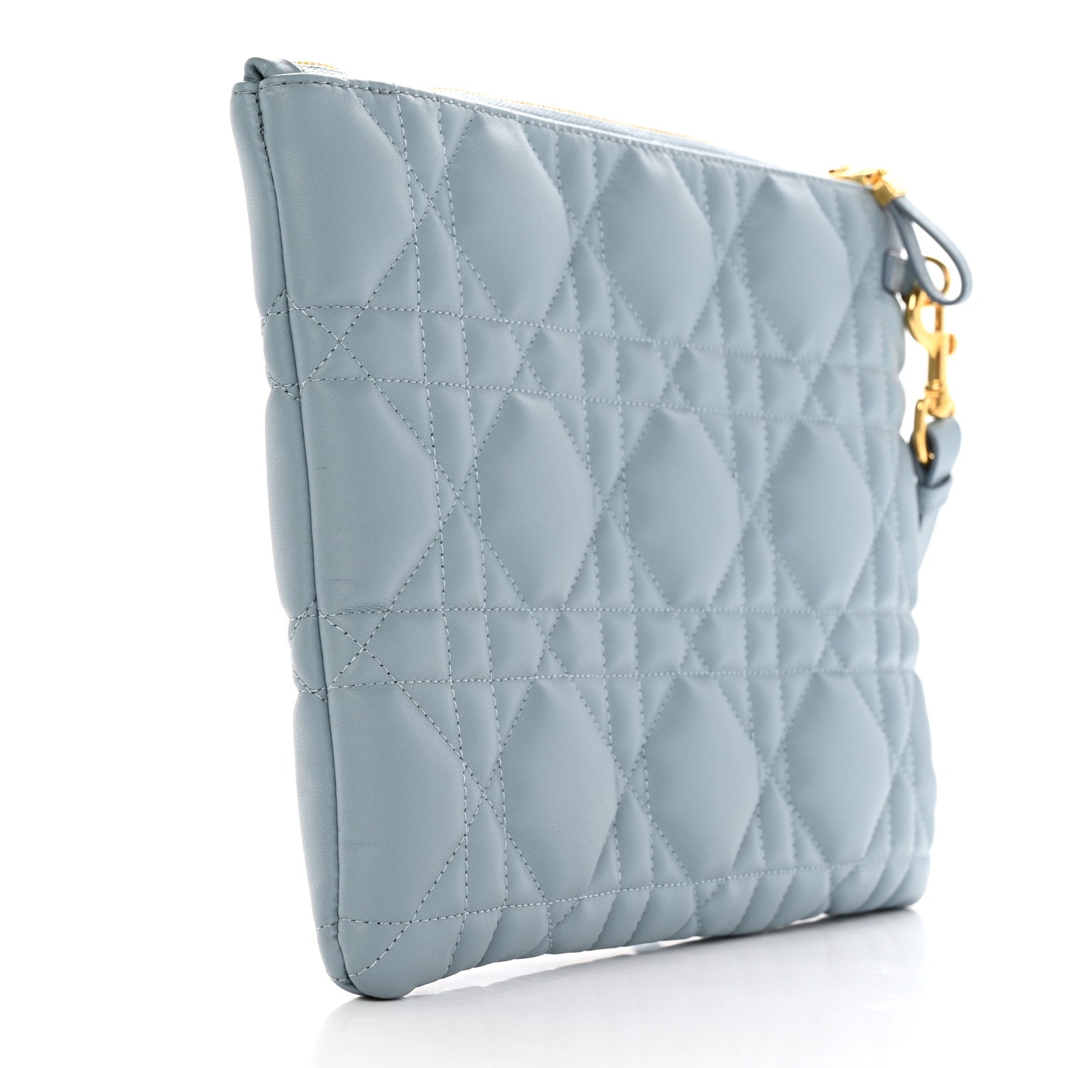 Christian Dior Calfskin Macrocannage Large Caro Daily Pouch Blue 3 of 9