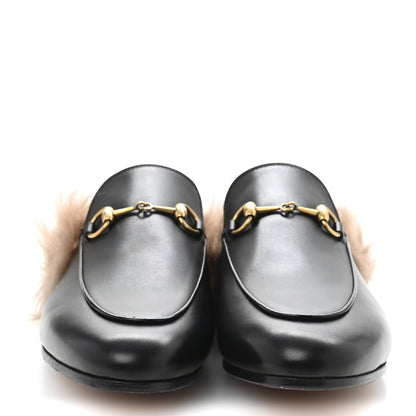 Gucci Calfskin Fur Womens Princetown Slippers 38 Black 3 of 9
