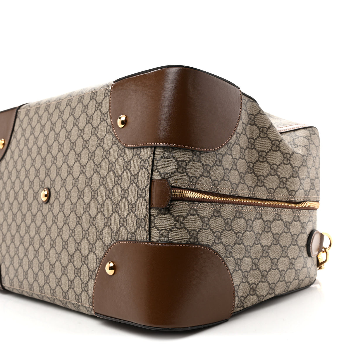 GG Supreme Monogram Azalea Calfskin Retro Interlocking G Large Duffle Bag Beige Ebony Brown Sugar