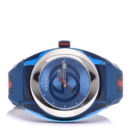 Gucci Stainless Steel Rubber 46mm Sync Web Quartz Watch Blue 7 of 14