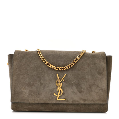 Saint Laurent Smooth Calfskin Suede Medium Reversible Monogram Kate Satchel Taupe 1 of 12