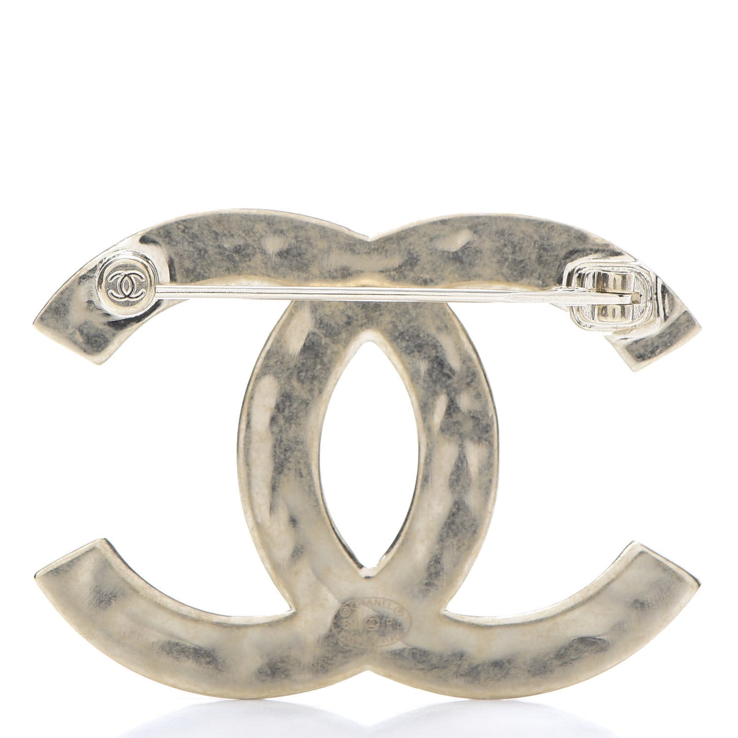 Metal CC Diamond Quilted Brooch Light Gold