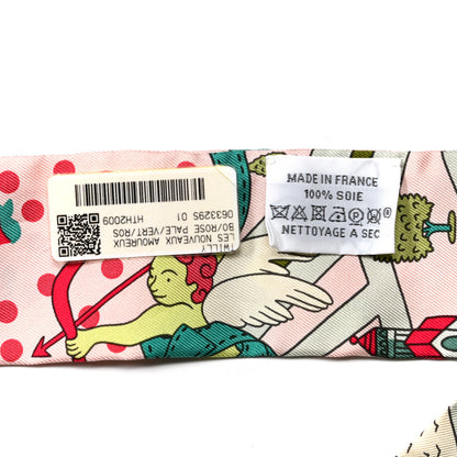 Hermes Silk Les Nouveaux Amoureux de Paris Twilly Rose Pale Vert Rose 4 of 4