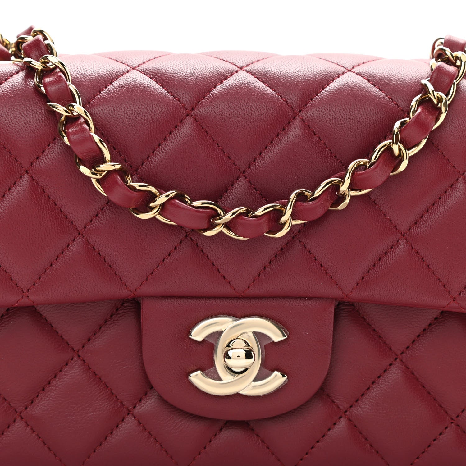 Chanel Lambskin Quilted Mini Rectangular Flap Burgundy 7 of 10