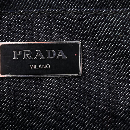 Prada Denim Crystal Studded Canapa Tote Black 6 of 11
