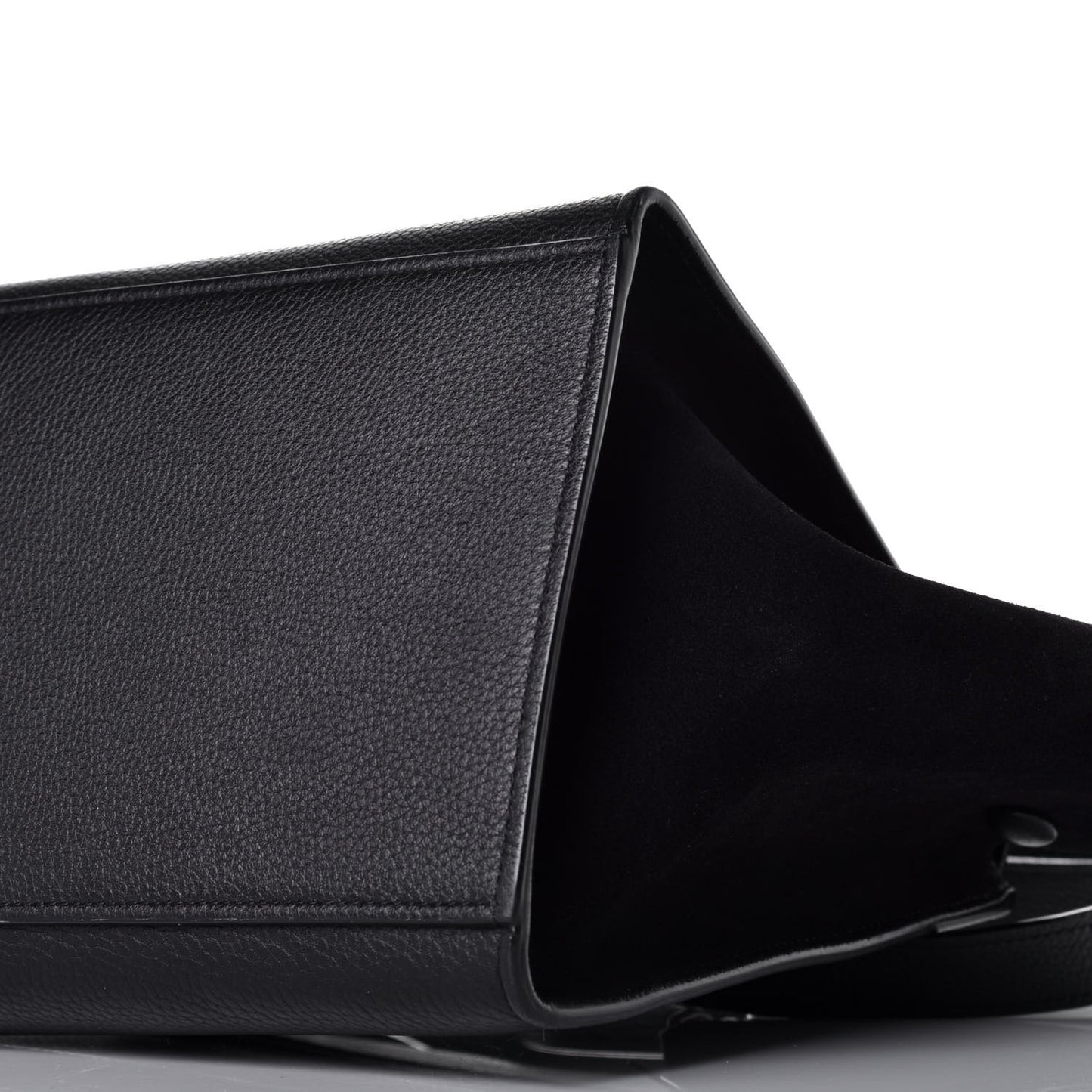 Drummed Calfskin Suede Small Trapeze Black