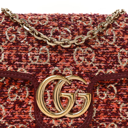 Gucci Tweed GG Monogram Mini GG Marmont Shoulder Bag Pink Red 8 of 12