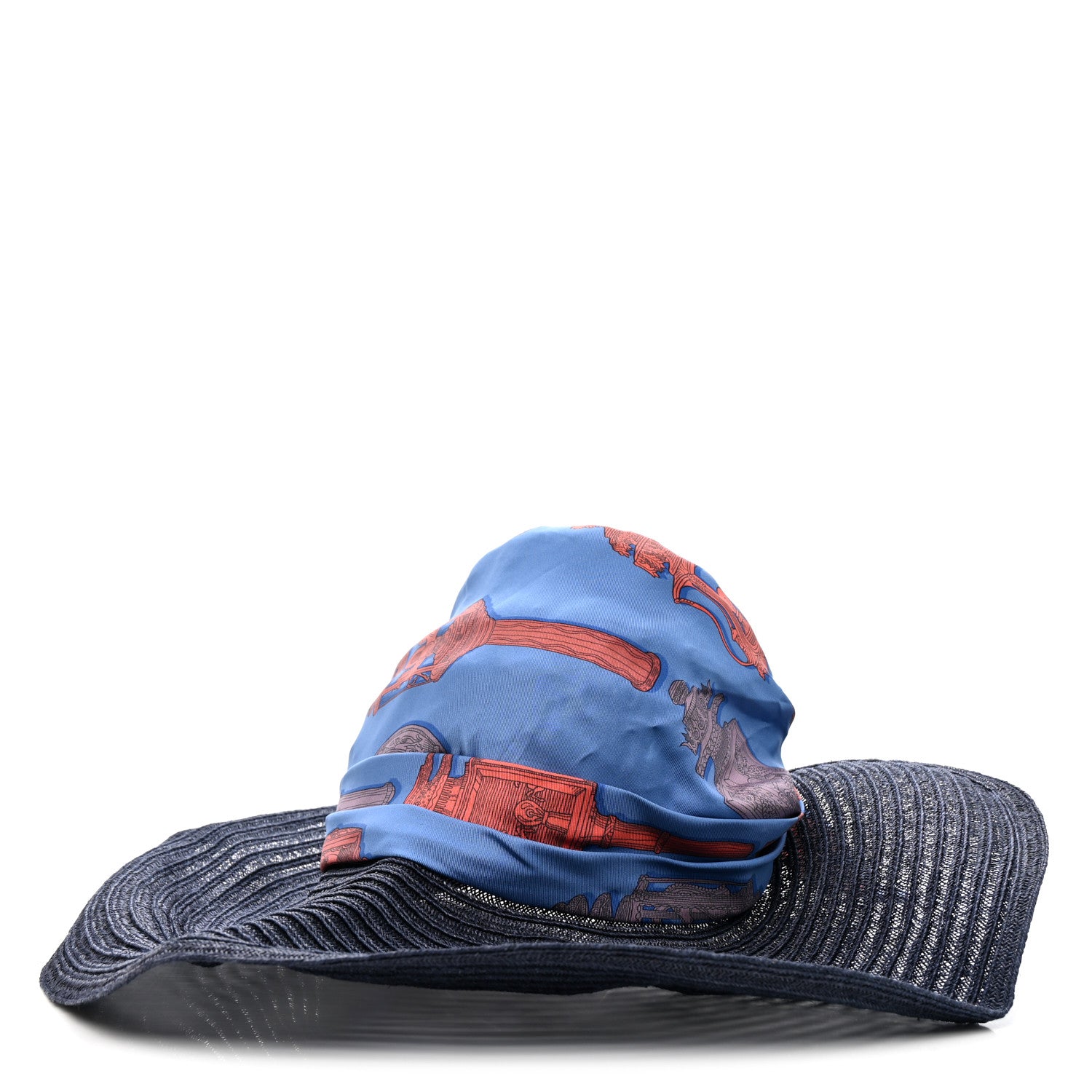 Hermes Straw Silk Scarf Chapeau Hat 1 of 9