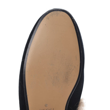 Gucci Velvet Fur Womens Princetown Slippers 37.5 Black 9 of 10