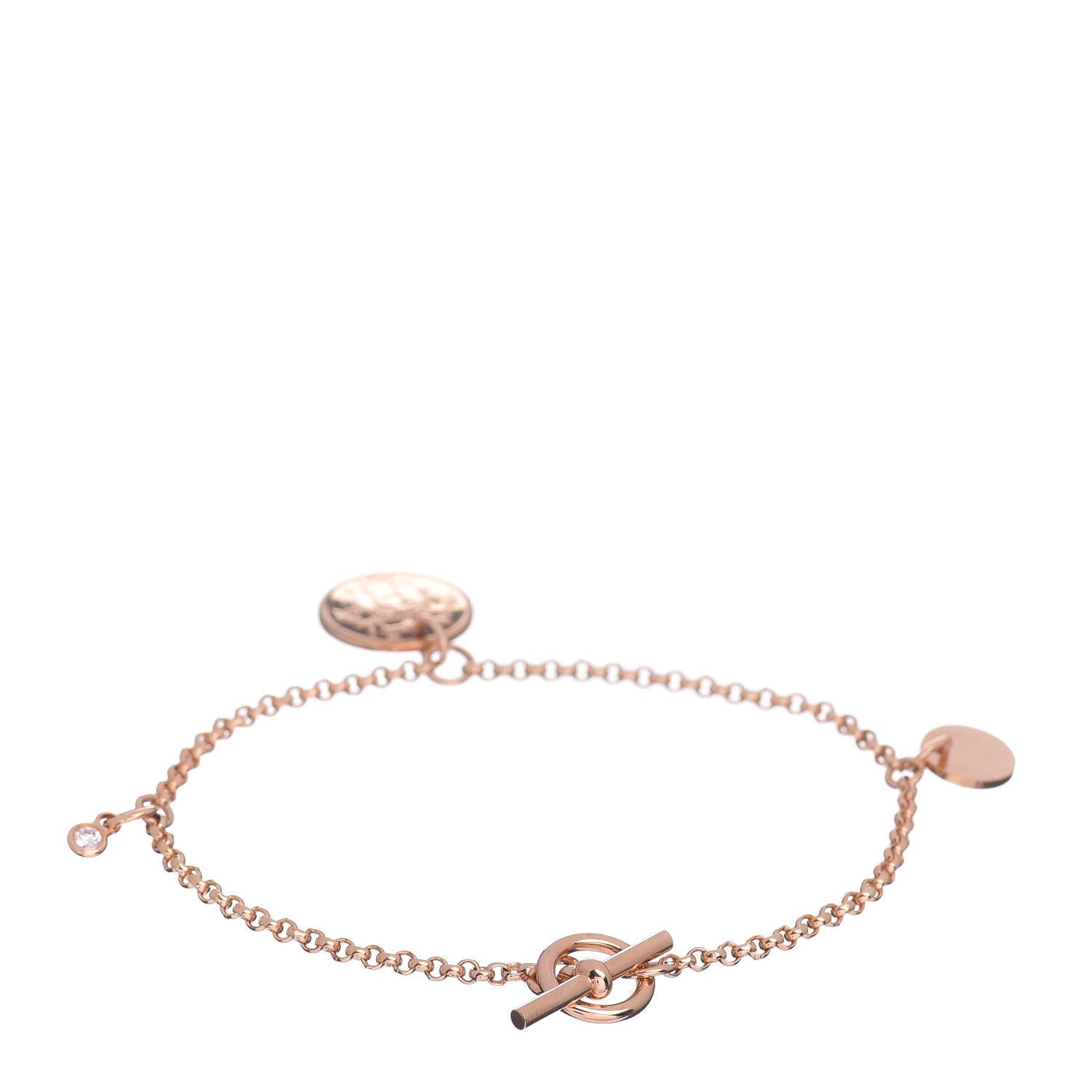 Hermes 18K Rose Gold Diamond PM Ex-Libris Bracelet ST 3 of 4