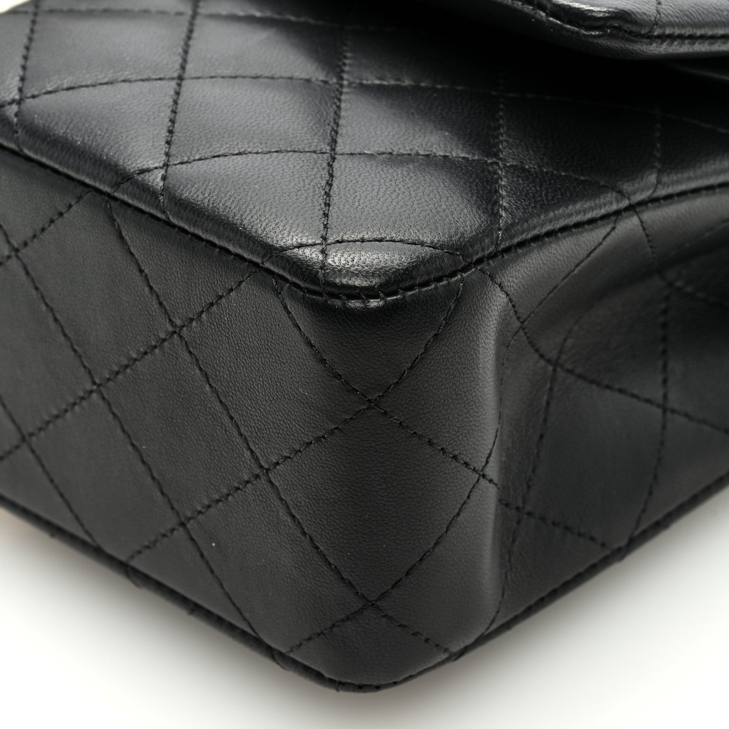 Chanel Lambskin Quilted Medium Double Flap Black White 9 of 9