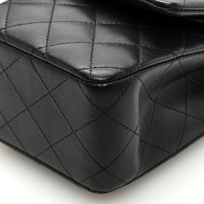 Chanel Lambskin Quilted Medium Double Flap Black White 9 of 9