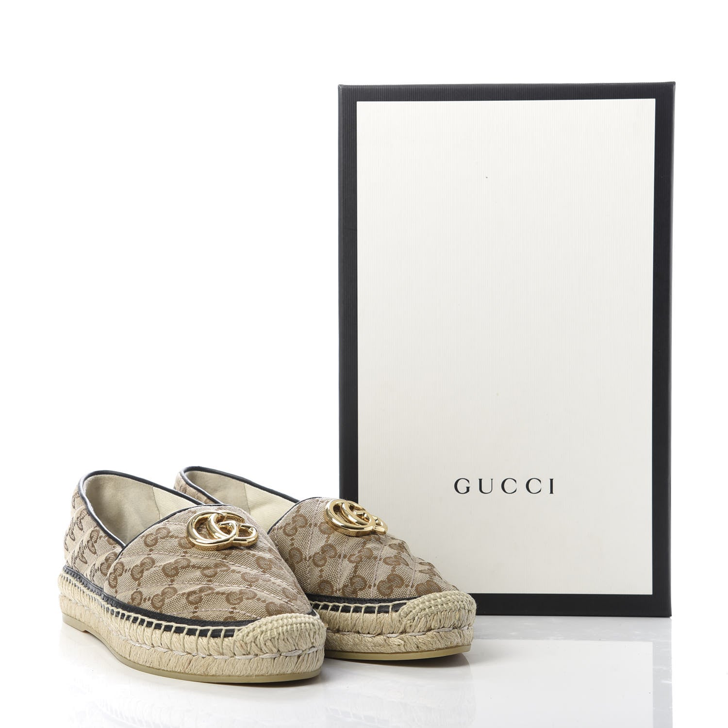 Gucci Monogram Matelasse Diagonal GG Marmont Espadrilles 39 Beige Ebony Black 10 of 10